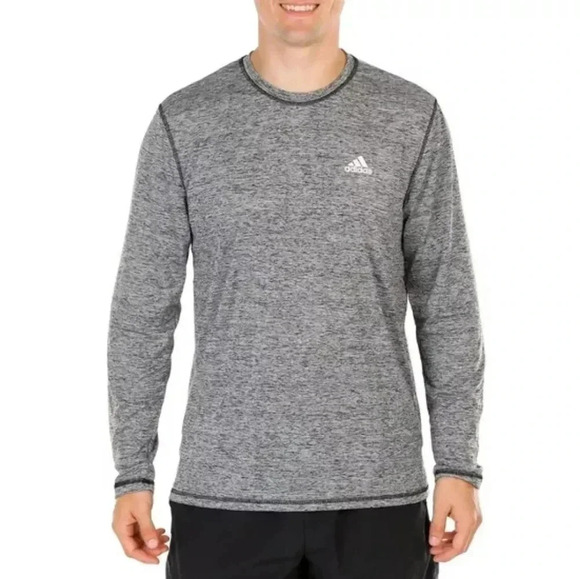 AdidasMen's Active Heathered Golf Long Sleeve Tee - Black - Picture 1 of 3